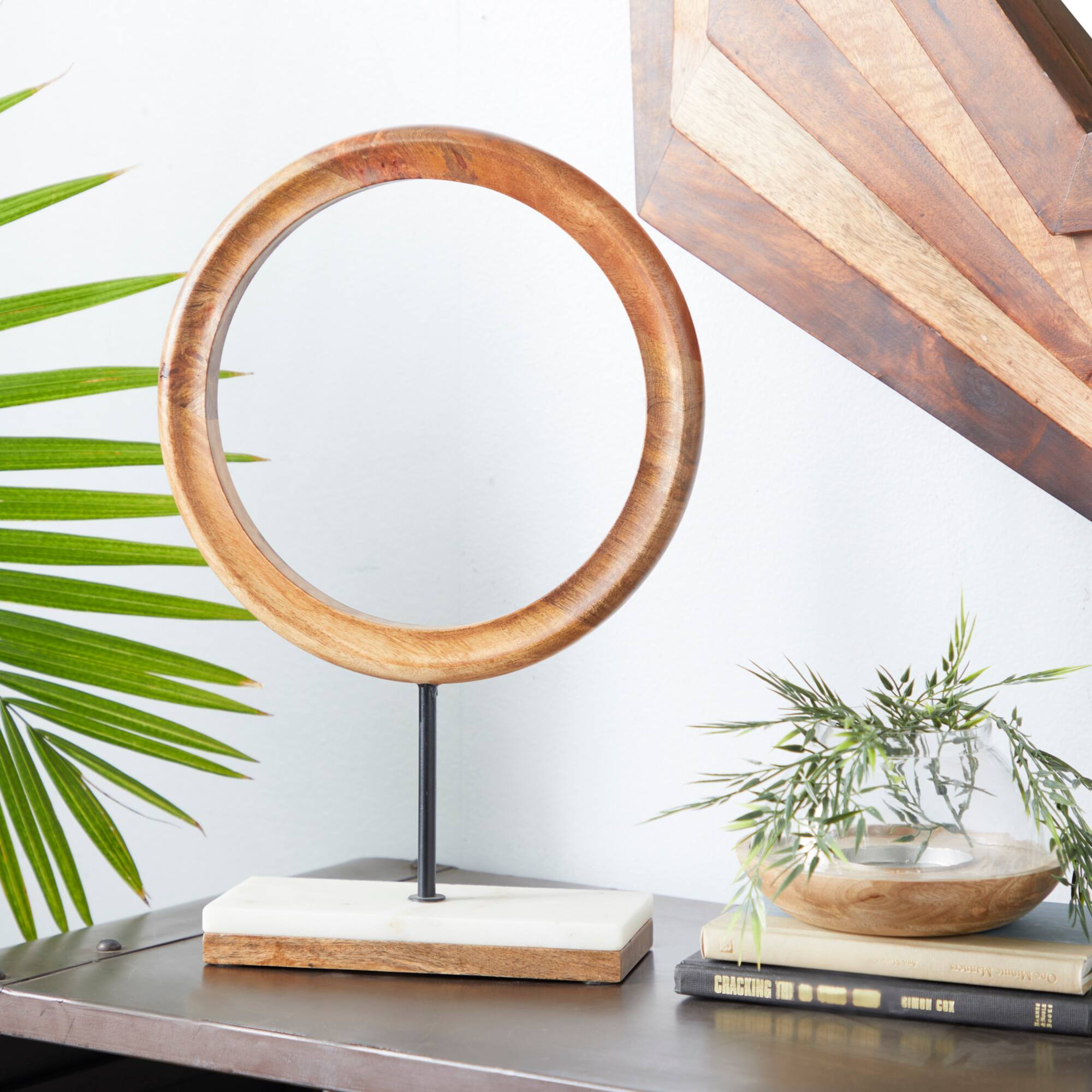 17" Brown Mango Wood Abstract Sculpture